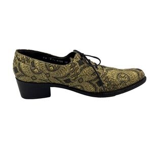 Robert Clergerie Paris Luxury Shoes Leather Gold Metallic Oxford Lace Up Pump